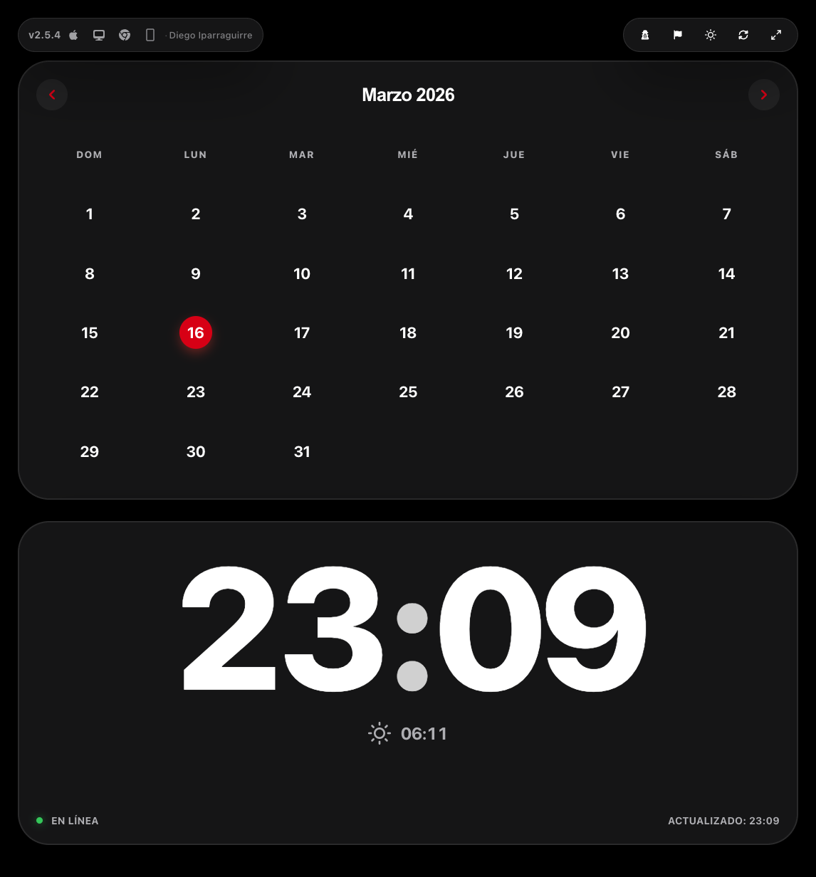 Captura de pantalla de Fecha y Hora